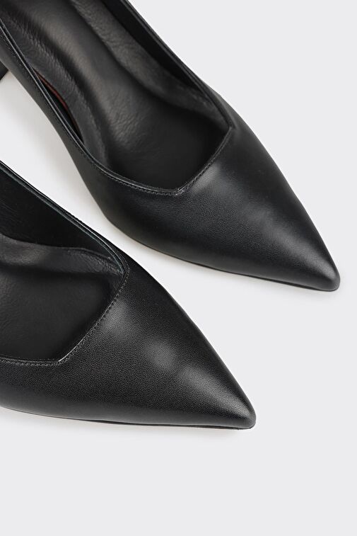 Siyah Deri Kadın Stiletto - Görsel 5