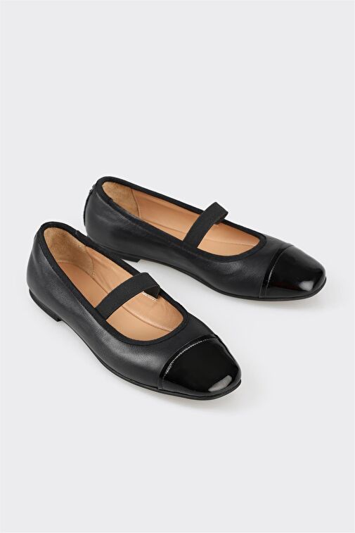 Siyah Deri Kadın Babet - Görsel 3