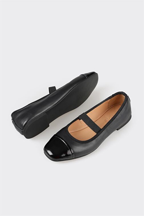 Siyah Deri Kadın Babet - Görsel 4