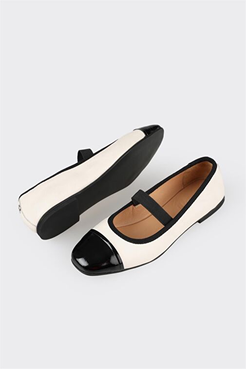 Ekru Deri Kadın Babet - Görsel 4