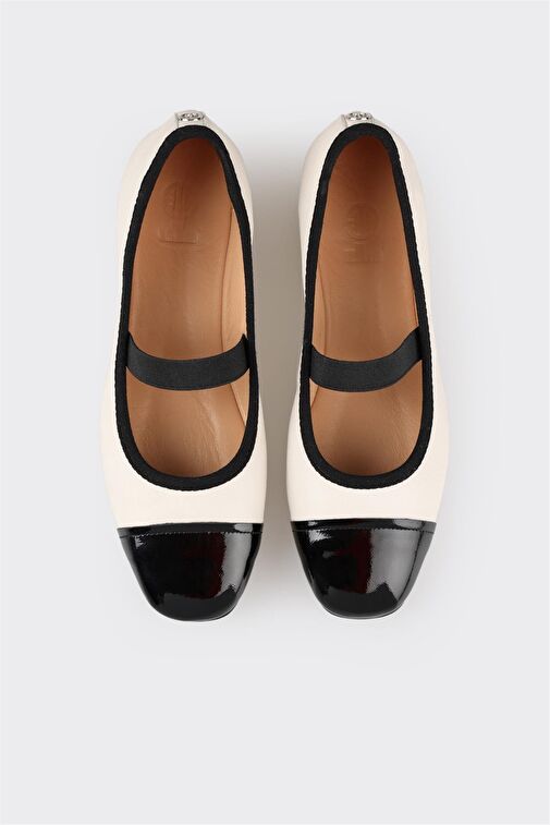 Ekru Deri Kadın Babet - Görsel 5