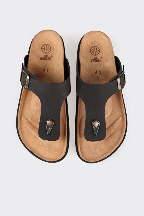 Siyah Deri Erkek Terlik - Görsel 4