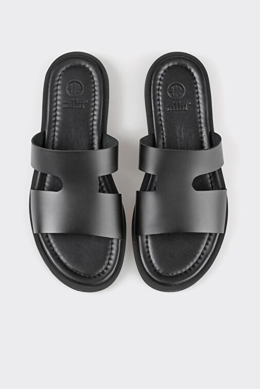 Siyah Deri Erkek Terlik - Görsel 5