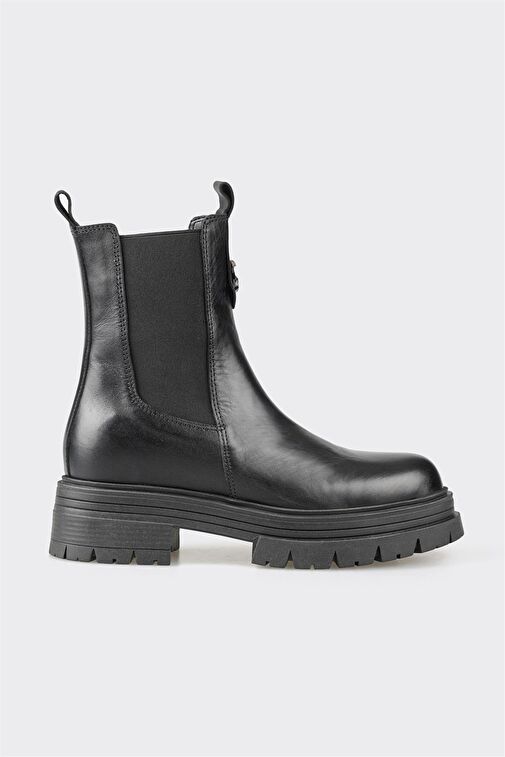 Siyah Deri Kadın Günlük Bot - Görsel 2