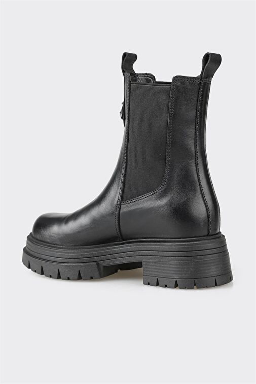 Siyah Deri Kadın Günlük Bot - Görsel 4