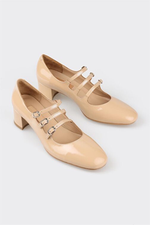 Naturel Deri Kadın Topuklu Ayakkabı - Görsel 3