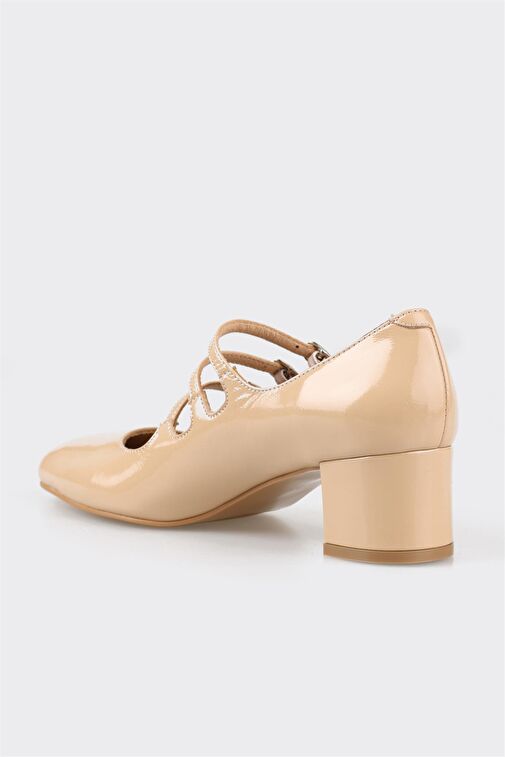 Naturel Deri Kadın Topuklu Ayakkabı - Görsel 4