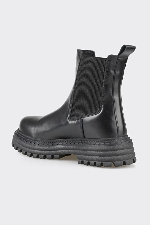 Siyah Deri Kadın Günlük Bot - Görsel 4