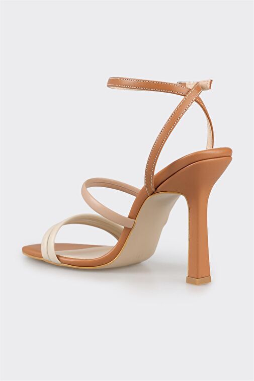 Bej Kadın Topuklu Sandalet - Görsel 4