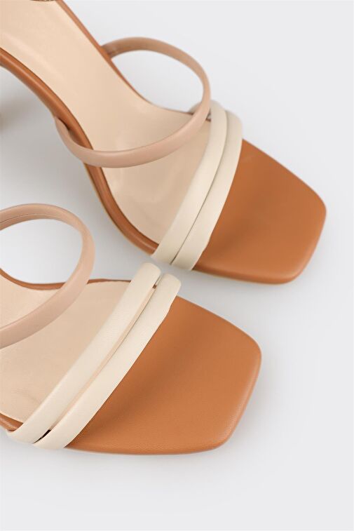 Bej Kadın Topuklu Sandalet - Görsel 5