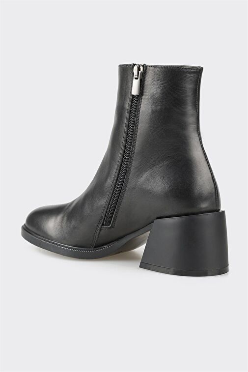 Siyah Deri Kadın Topuklu Bot - Görsel 4