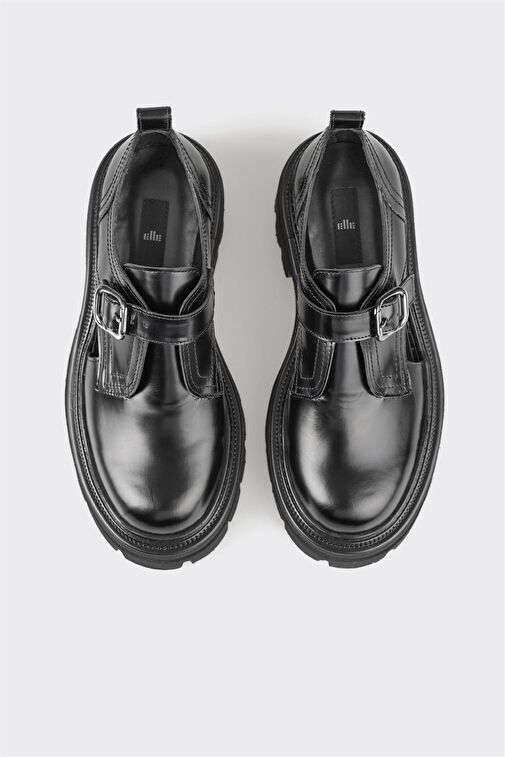 Siyah Deri Kadın Günlük Ayakkabı - Görsel 5