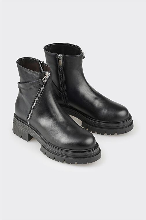 Siyah Deri Kadın Günlük Bot - Görsel 2