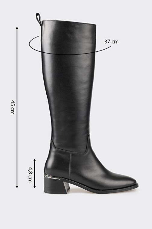 Siyah Deri Kadın Çizme - Görsel 6