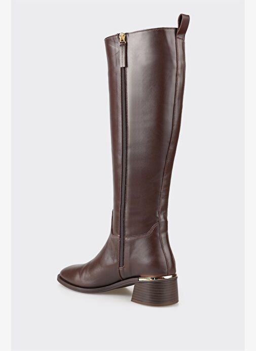Kahve Deri Kadın Çizme - Görsel 4