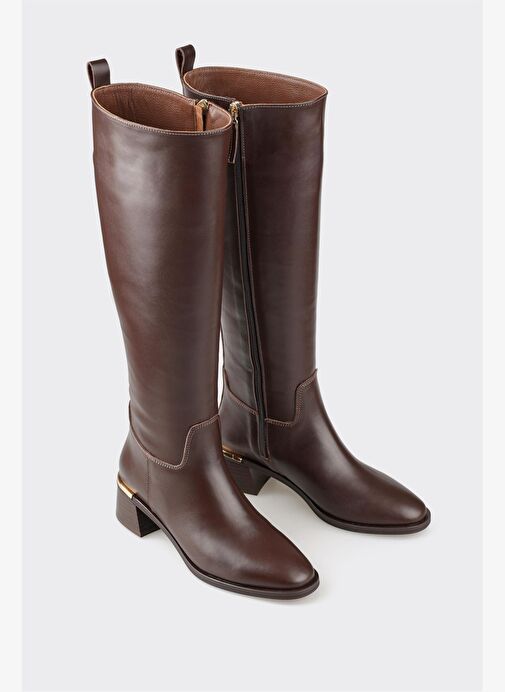 Kahve Deri Kadın Çizme - Görsel 3