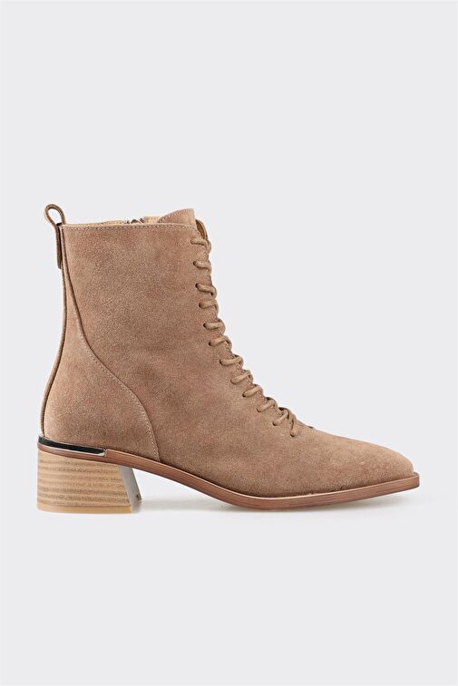 Taba Deri Kadın Topuklu Bot - Görsel 2