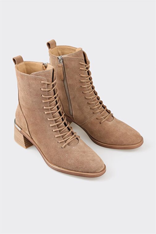 Taba Deri Kadın Topuklu Bot - Görsel 3