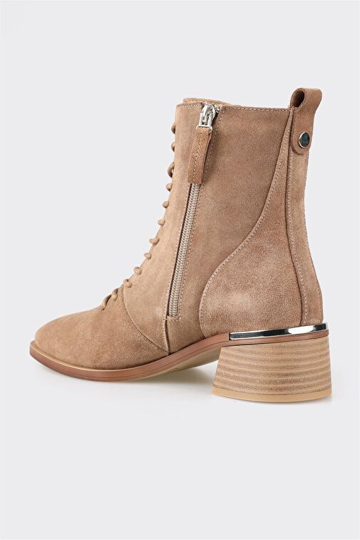 Taba Deri Kadın Topuklu Bot - Görsel 4