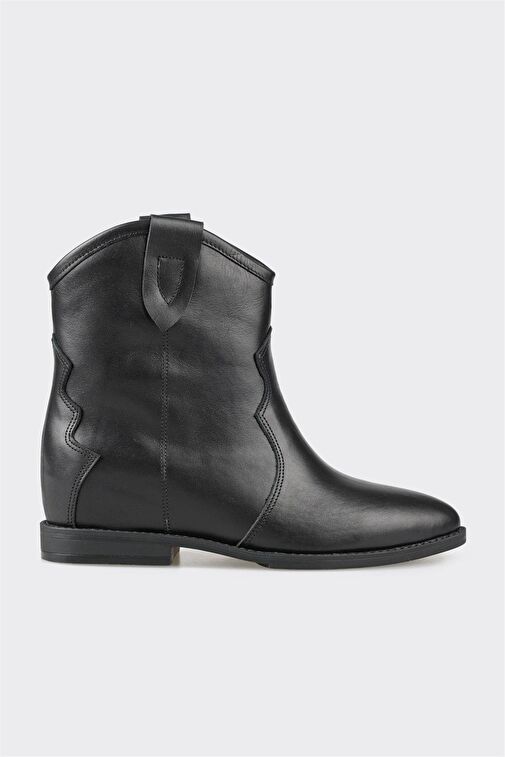 Siyah Deri Kadın Western Bot - Görsel 2