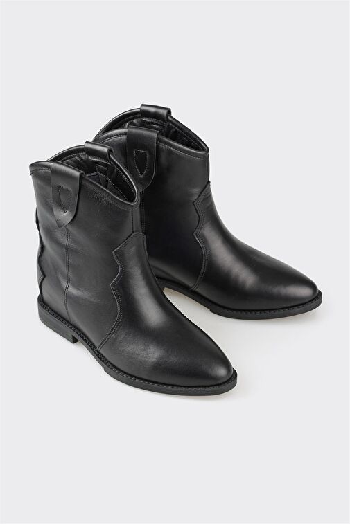 Siyah Deri Kadın Western Bot - Görsel 3