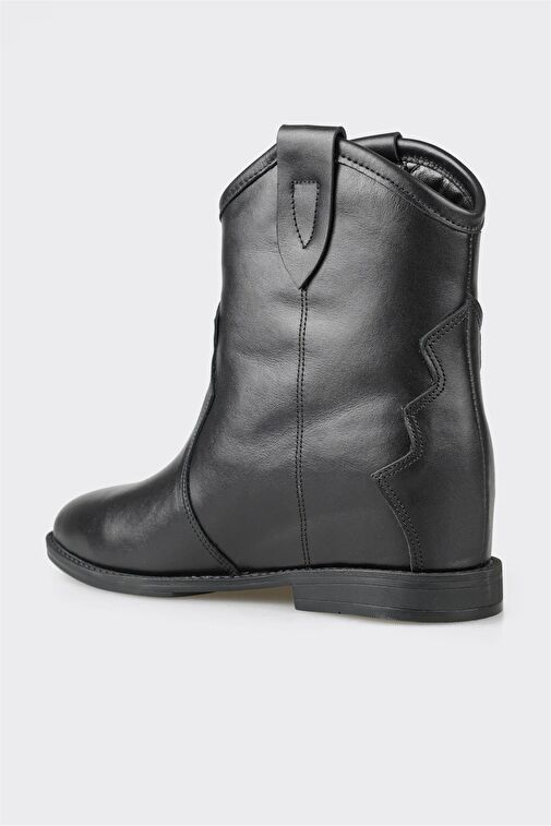 Siyah Deri Kadın Western Bot - Görsel 4