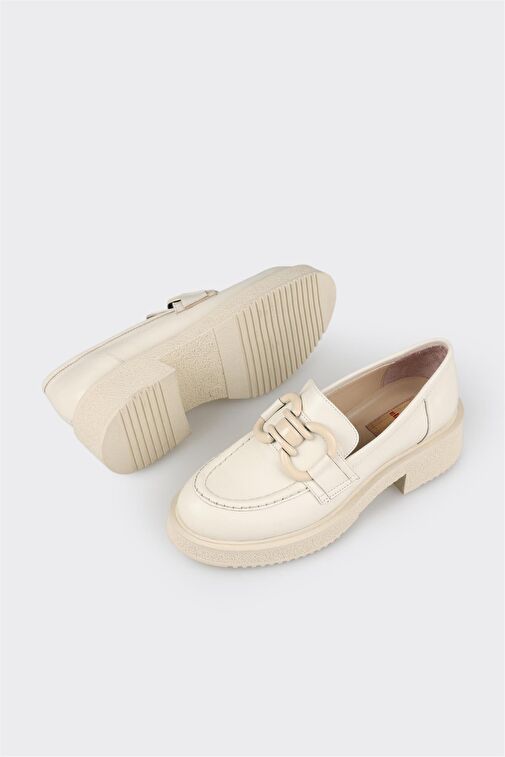 Elle Bej Kadın Deri Loafer DESELLE-1 - Görsel 4