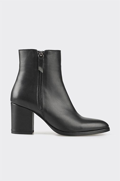 Siyah Deri Kadın Klasik Bot - Görsel 2