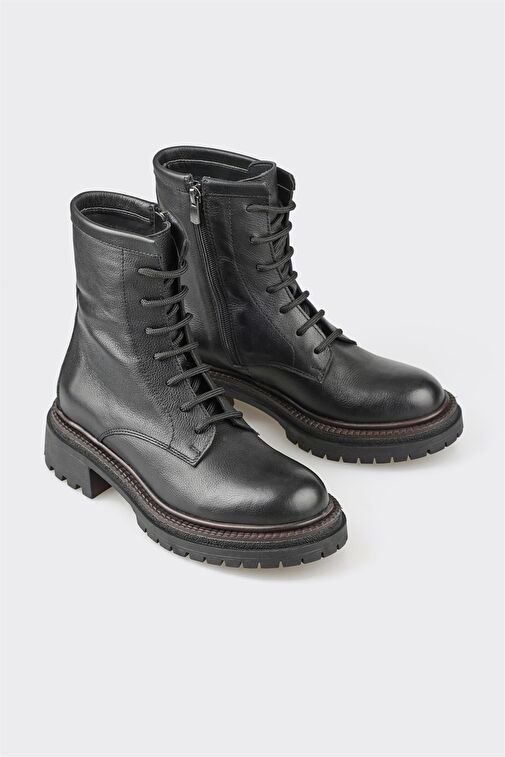 Siyah Deri Kadın Günlük Bot - Görsel 4