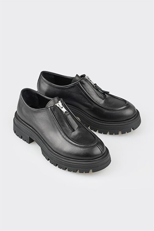 Elle Siyah Kadın Deri Günlük Ayakkabı KOUNG - Görsel 3