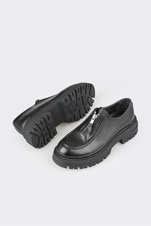 Elle Siyah Kadın Deri Günlük Ayakkabı KOUNG - Görsel 4