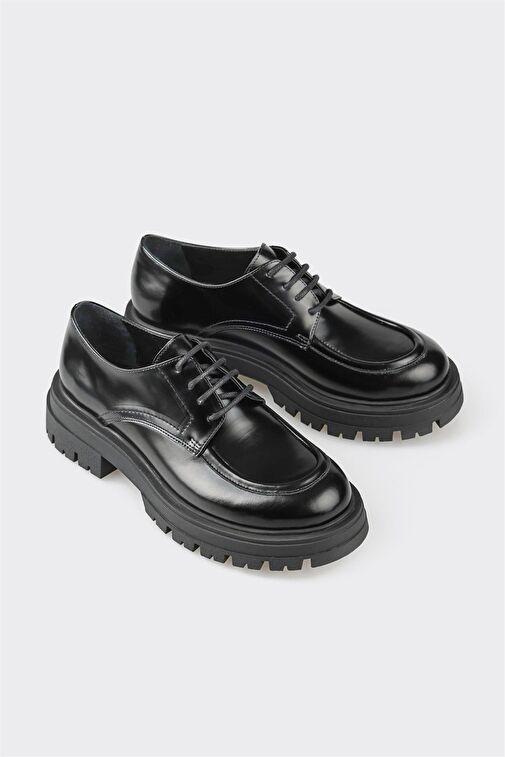 Elle Siyah Kadın Deri Oxford Ayakkabı THAISA - Görsel 3