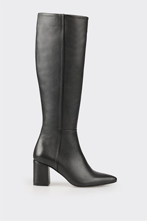 Siyah Deri Kadın Çizme - Görsel 2