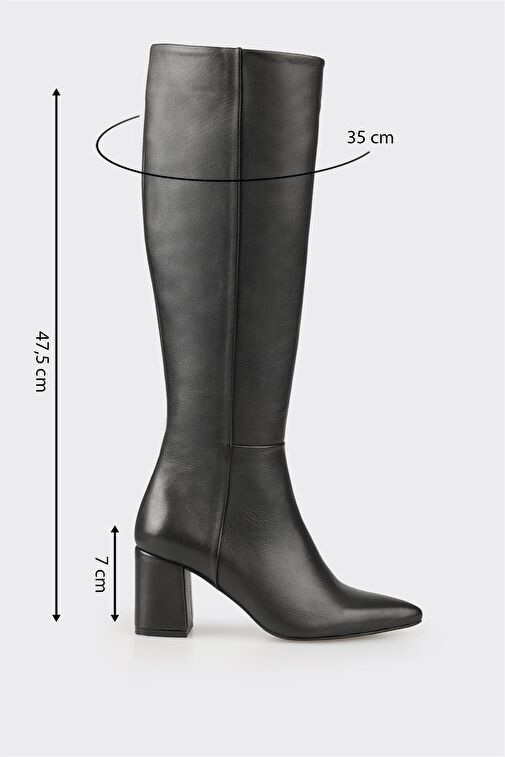 Siyah Deri Kadın Çizme - Görsel 6