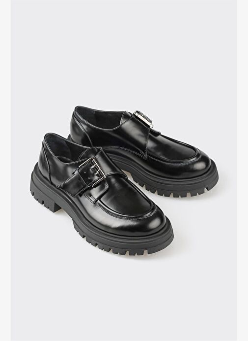 Elle Siyah Kadın Deri Günlük Ayakkabı GAMOVA - Görsel 5