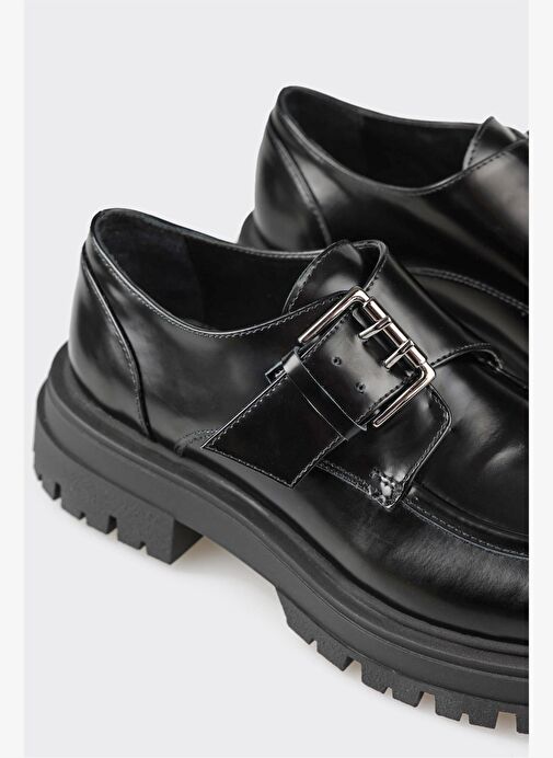 Elle Siyah Kadın Deri Günlük Ayakkabı GAMOVA - Görsel 4