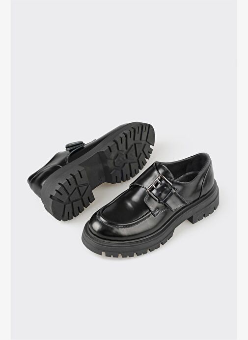 Elle Siyah Kadın Deri Günlük Ayakkabı GAMOVA - Görsel 3