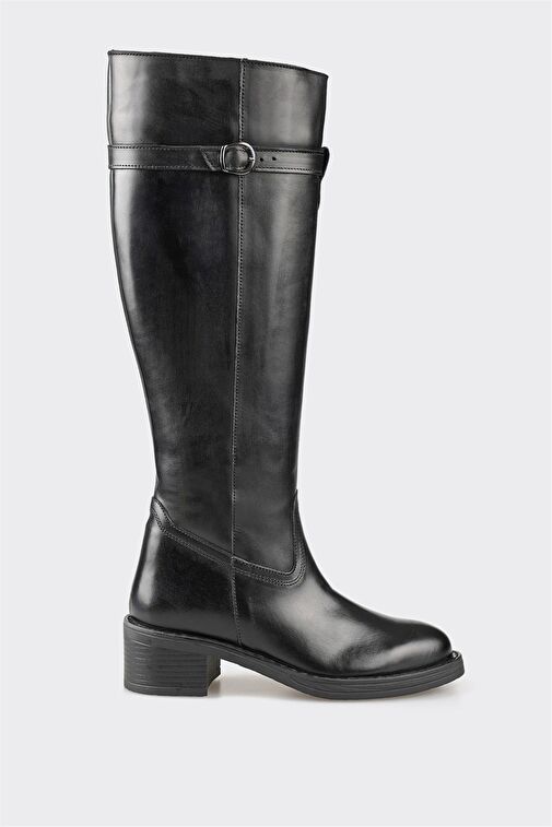 Siyah Deri Kadın Çizme - Görsel 2