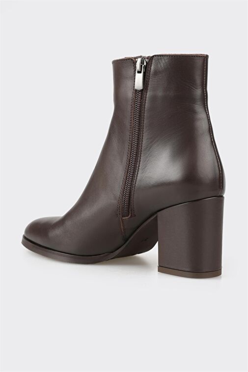 Kahve Deri Kadın Klasik Bot - Görsel 3