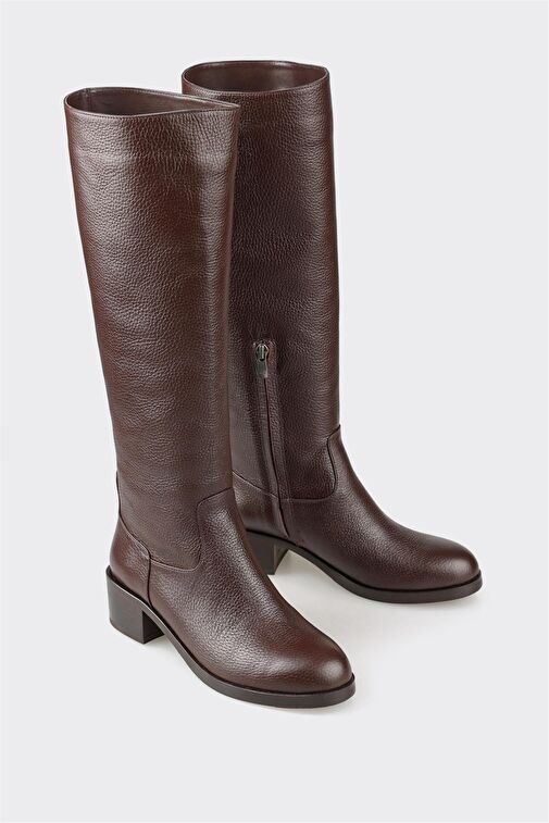 Kahve Deri Kadın Çizme - Görsel 3