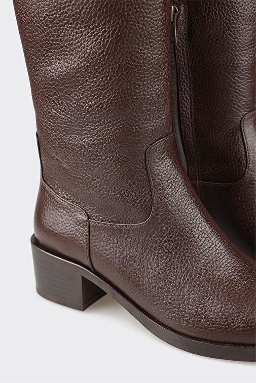 Kahve Deri Kadın Çizme - Görsel 5