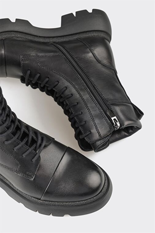 Siyah Deri Kadın Günlük Bot - Görsel 5