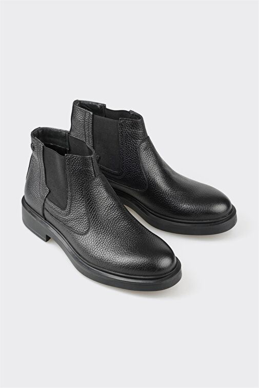 Siyah Deri Erkek Günlük Bot - Görsel 3