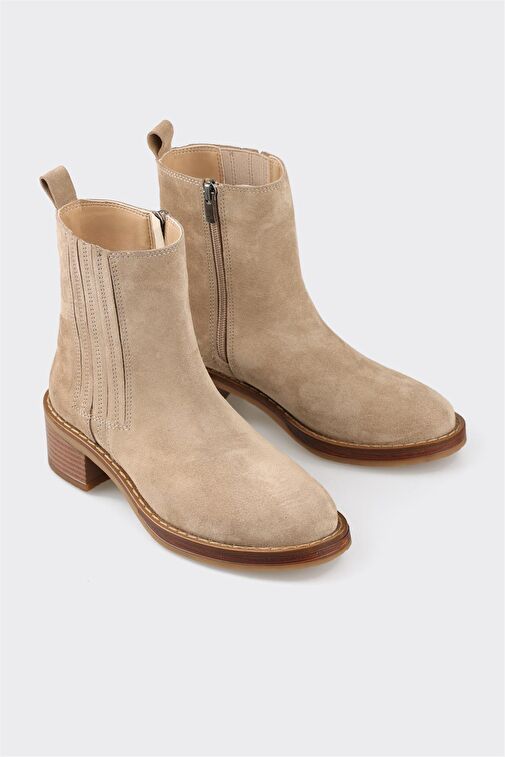 Vizon Deri Kadın Topuklu Bot - Görsel 4