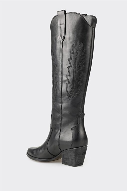 Elle Siyah Kadın Deri Kovboy Çizmesi MISCHA-1 - Görsel 4