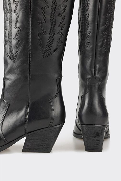 Elle Siyah Kadın Deri Kovboy Çizmesi MISCHA-1 - Görsel 5