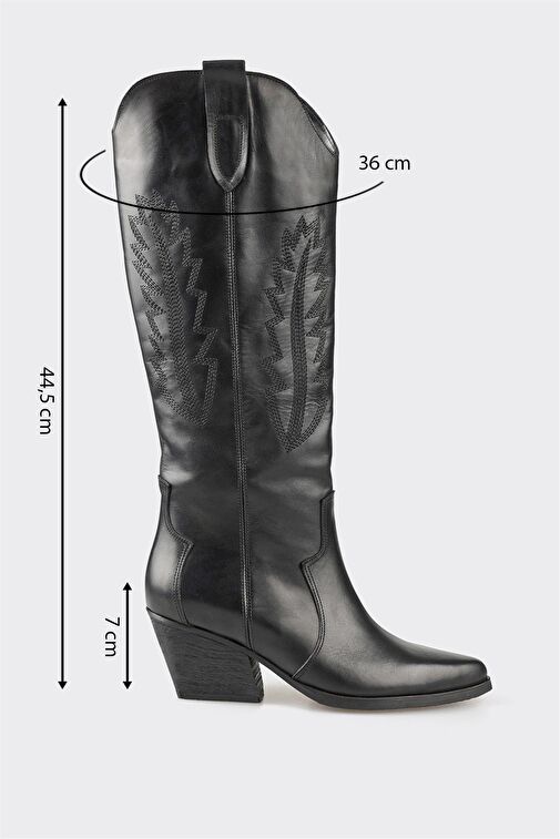 Elle Siyah Kadın Deri Kovboy Çizmesi MISCHA-1 - Görsel 6