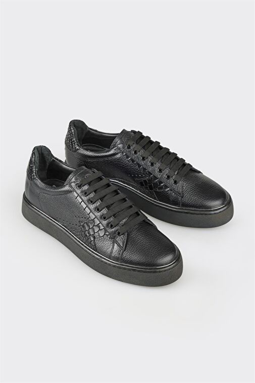 Siyah Deri Erkek Spor Ayakkabı - Görsel 3