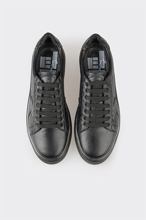 Siyah Deri Erkek Spor Ayakkabı - Görsel 5