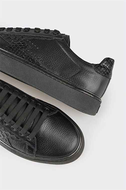 Siyah Deri Erkek Spor Ayakkabı - Görsel 6